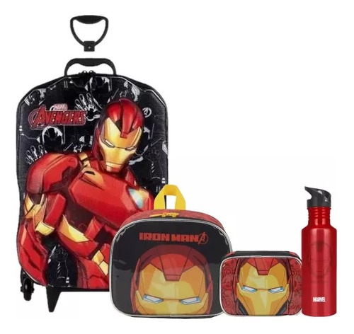 Kit Malinha 3d Escolar Infantil Homem De Ferro Completo