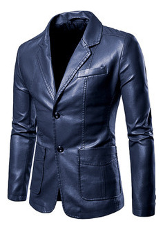 Chaqueta De Cuero Con Solapa Y Corte Entallado