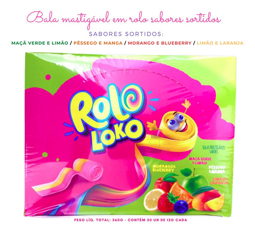 Rolo Loko Bala Mastigável Sabores Sortidos Importado Com Nfe