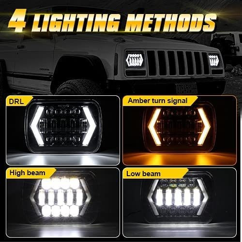 Imagen 2 de 6 de 5x7 6x7 H4 Led Faros Flecha Ámbar Jeep Cherokee Yj Xj D21