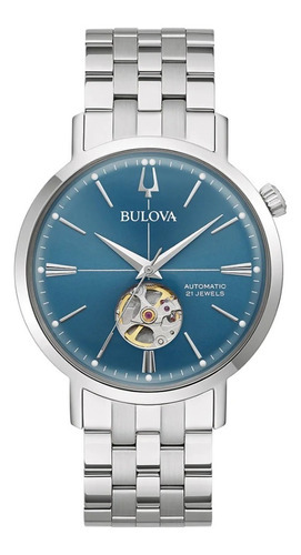 Reloj Bulova Aerojet Para Caballero 96a277 Color de la correa Plata Color del bisel Plata Color del fondo Azul