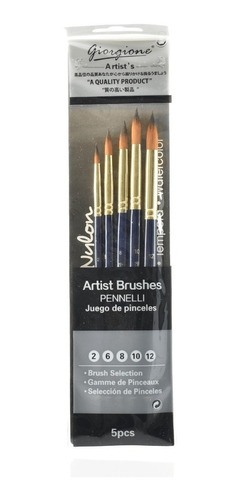 Set De Pinceles Giorgione 5pc Pintura Acuarela Oleo Acrilico