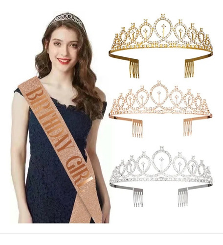3corona Accesorios Para Cabello Cumpleaños Decoración Fiesta Oro Rosa Oro Plata Heaimo