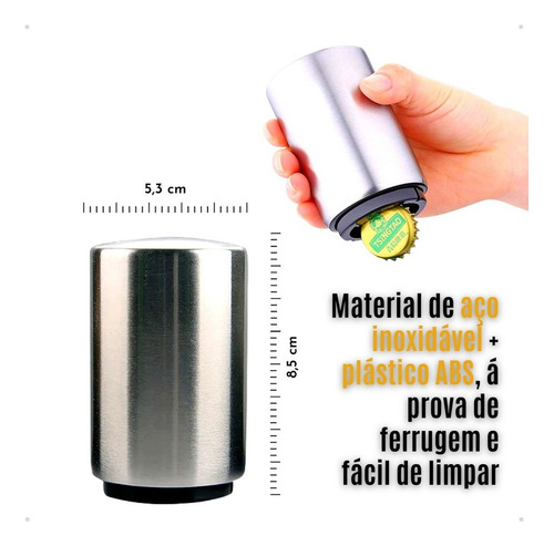 Abridor de botellas magnético automático, fácil de abrir, cerveza fría, color plateado