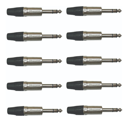 Kit C/ 10 Conectores Plug P10 Stereo Wireconex