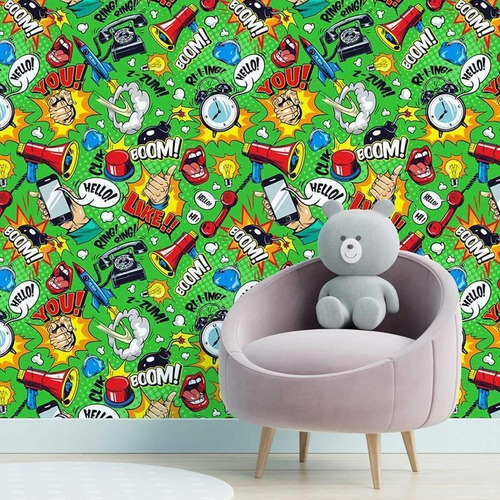 Imagem 1 de 6 de Papel De Parede Adesivo Pop Art Quadrinhos N05010 Rolo De 0,