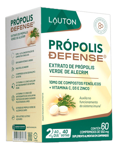 Própolis Verde Alecrim Lauton Com Vit. C/d3 Zinco 60comp