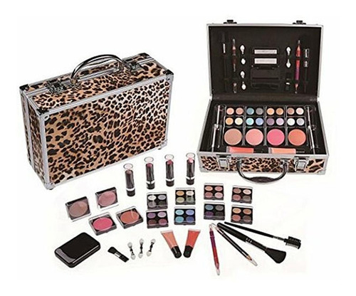 Set De Maquillajes Maletín Aluminio Tipo Leopardo (10404lp)