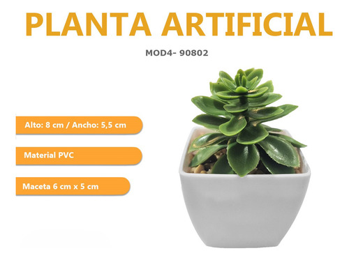 Planta Artificial Suculenta Con Maceta Hojas X3 Unid Sheshu Color Mod 4