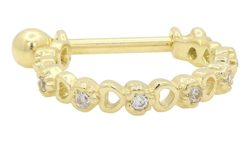 Piercing Conch Em Ouro 18k Coração Com Diamantes