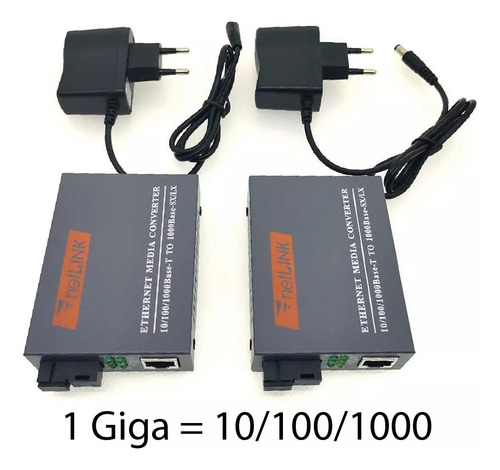 Conversores Mídia Gigabit 1000 Mb (par A + B) Fibra 20 Km