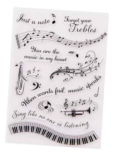 Sellos De Letras Con Temas Musicales, Sellos Transparentes