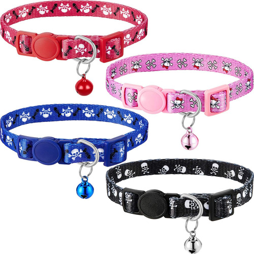 4 Piezas De Collar De Gato De Calavera De Halloween Con Cint