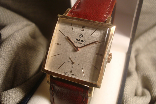 Hermoso Reloj Rado De Luxe Hombre 1958 Oro Plaque 18k Joya!! Marrón Oscuro Dorado Champagne (Usado)