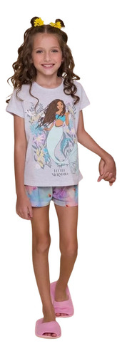 Pijama Infantil Pequena Sereia Evanilda 0001 - Tam 4 À 10