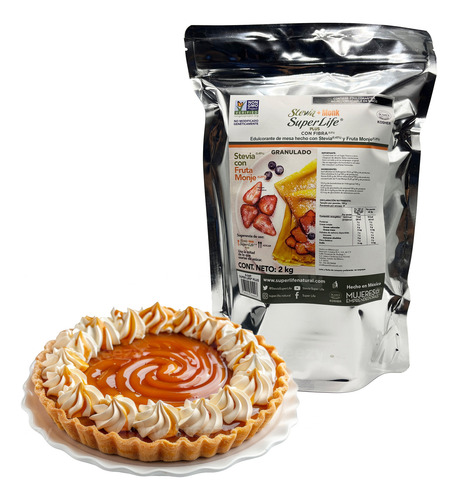 Stevia Super Life Plus 2 Kg Con Fibra Y Fruta Monje