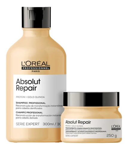 Kit Loreal Absolut Repair Gold Quinoa Shampoo+mascara
