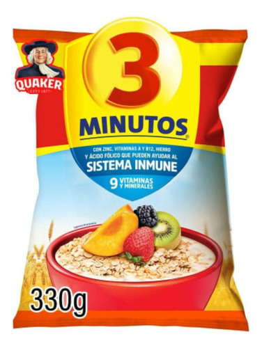 8 Pzas Avena Quaker 3 Minutos Con Sémola 330 G