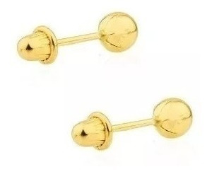 Brinco Bola 3mm Ouro 18k Infantil (bebe) Recem Nascido 