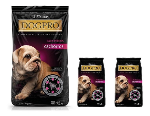 Imagen 1 de 8 de Combo Alimento Dogpro Cachorros 15 Kg + 2 Bolsas X 1,5 Kg