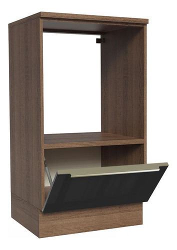 Mueble Para Horno Y Microondas Madesa Lux Con Encimera Mn Color Rustic/Negro