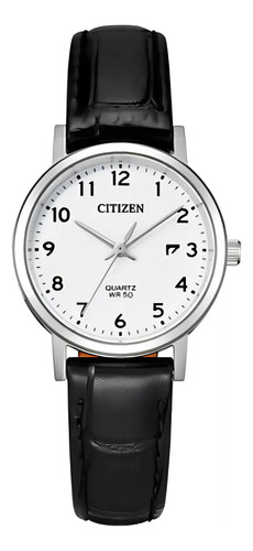 Citizen White Dial Ladies Dress Eu6090-03a ........ Dcmstore Correa Plateado Bisel Plateado Fondo Gris oscuro