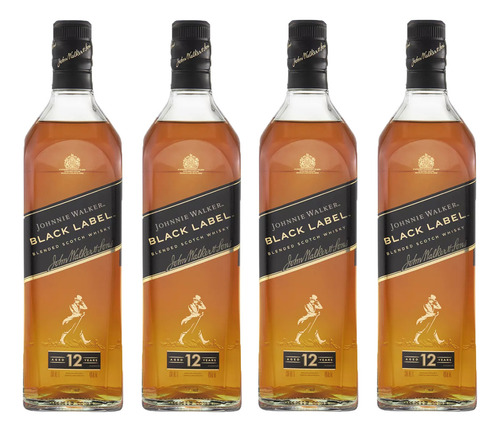 Johnnie Walker Black Label Blended Whisky 1 Litro 4 Pck 4 Pz