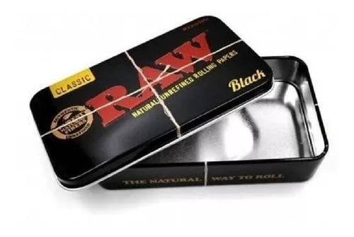 Lata Raw Tin Case Metal Negra Black Cigarrera