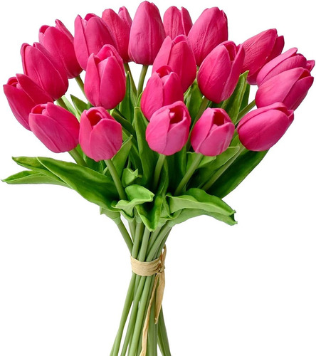 20 Tulipanes, Flores Artificiales Mandys - Rosa.