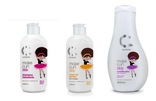 Kit Make Curl Kids Shampoo Creme De Pentear Umidificador