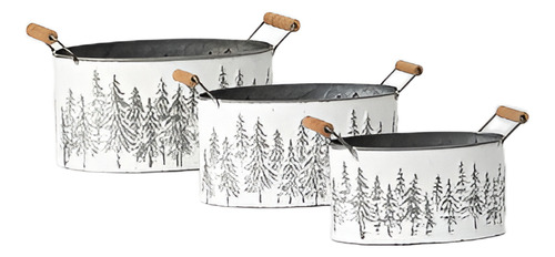 Macetas De Arbol De Metal De Navidad Con Mangos Sullivans White