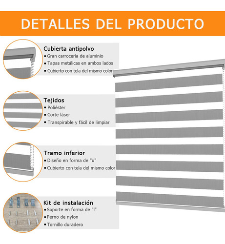 Persiana Doble Capa Zebra 100x200 Cm Enrollable