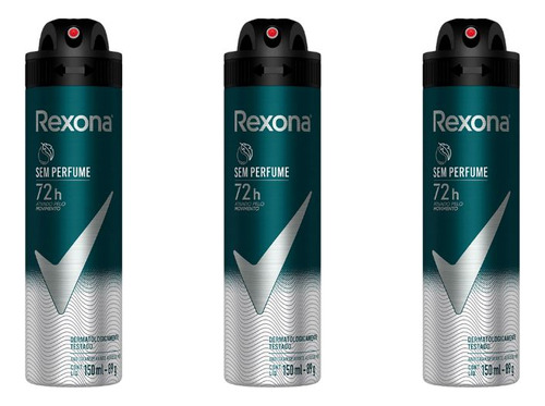 Desodorante Aero Rexona 150ml Masc Sem Perfume-kit C/3un