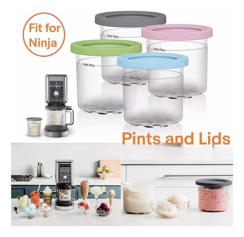 4x Contenedores Helado Y Tarros De Almacenamiento Para Ninja