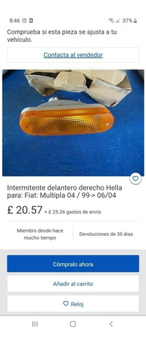 Mica Luz Intermitente Delantera De Fiat Multipla Original 