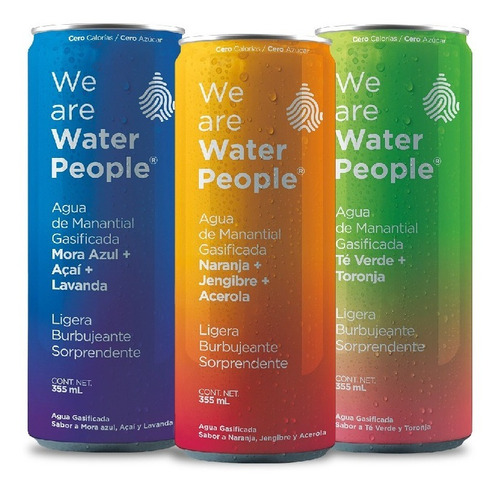 Water People Agua Gasificada Variety Pack 24 Latas 355 Ml