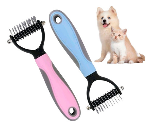 2 En 1 Cepillo Peine Deslanador Pelo Para Mascotas