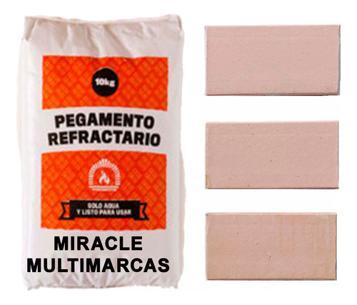 40 Tejuelas Refractarias Natural + Pegamento Refractario