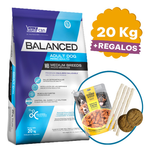 Comida Vitalcan Balanced Adulto Raza Mediana 20 Kg + Regalo