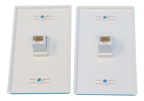 2 Riteav Ethernet 1 Puerto Cat5e Rj45 Placa Pared Blanco