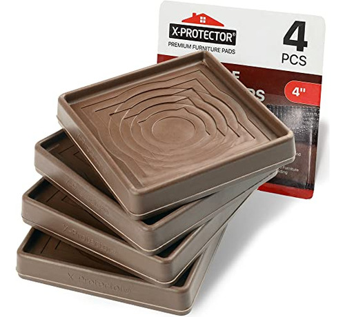 Protectores De Goma Para Pata De Muebles 10x10cm 4u Marron