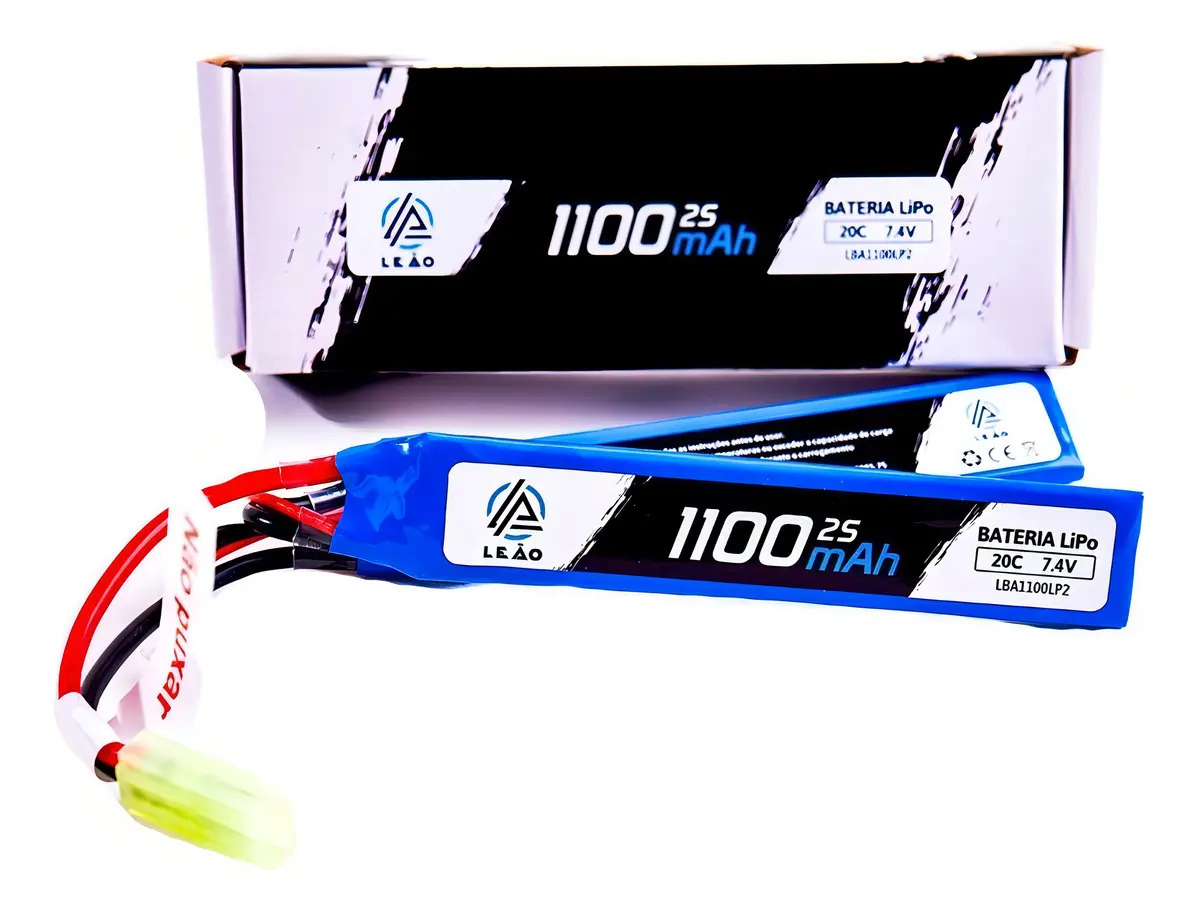 Bateria Lipo Ultra 7.4v 1100mah 2s Airsoft Leão Mini Tamiya