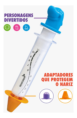 Seringas Lavagem Nasal Nosewash, Leão E Tubarão, 2 Unidades