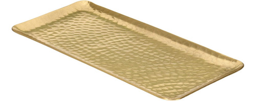 Bandeja Rectangular Martillada Con Borde Dorado De La Compañ