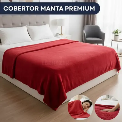 Cobertor Manta 2,00x1,80m Flannel Casal Luxo Super Macio Microfibra Quentinha Inverno Cor Vermelho