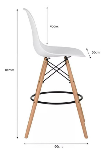 Banco De Plástico Tipo Taburete Eames Alto Rocco Banco