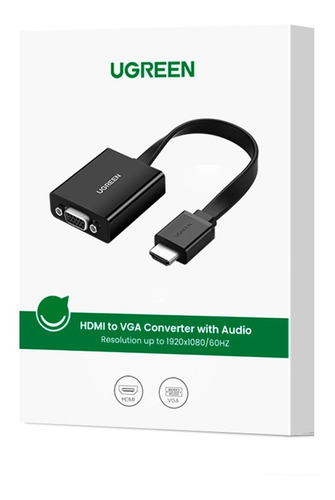 Imagen 4 de 6 de Adaptador Video Ugreen Hdmi A Vga 1080 Fhd Audio Video 25cm