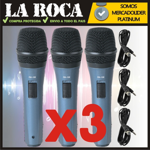 Imagen 4 de 10 de 3 Microfono Ross Fm138 Para Cantante Karaoke - Cuo