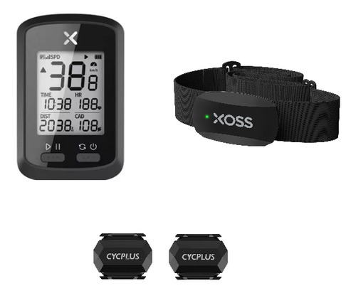 Pack Gps Xoss G+, Pulsómetro Xoss X2, 2 Sensores Cycplus C3