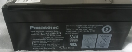 Bateria Recargable 12 Voltios Panasonic 